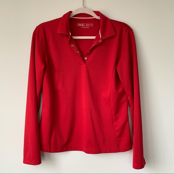 Lady Hagen Tops Lady Hagen Hydrodri Red Long Sleeve Popover Golf